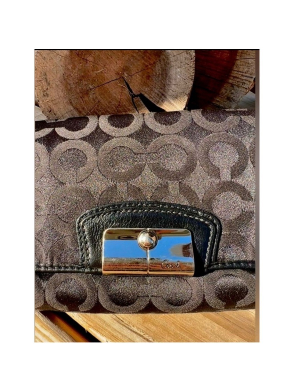 Coach Kristin Lurex Signature Op Art Wristlet Clutch Black F45131 - Picture 11 of 14